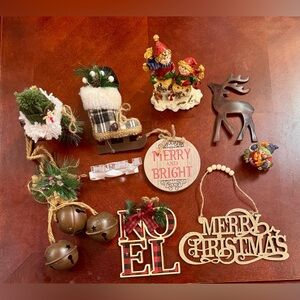 Festive Merry and Bright Wooden Christmas Ornament - Red Plaid